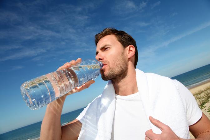 Man drinks water