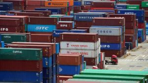 Shipping containers are seen at a port in Shanghai reuters