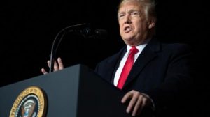 Trump speaks at a rally at Central Wisconsin Airport in Mosinee afp