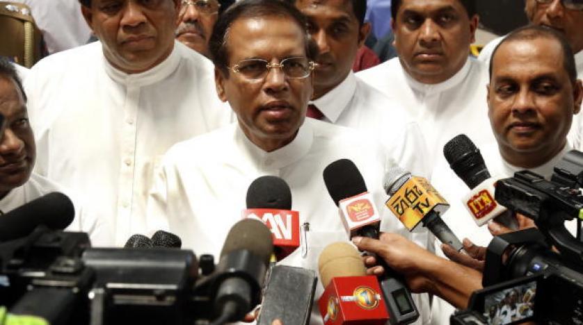 Sri Lankan President Maithripala Sirisena speaks to the media epa