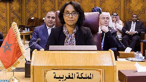 الأستاذة منية بوستة تلقي كلمتها في الجلسة الافتتاحية لمجلس الجامعة العربية. 1 IMG 20190911 WA0007