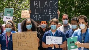 New York Healthcare Workers Demonstrate Outside Hospitals For Black Lives Matter afp