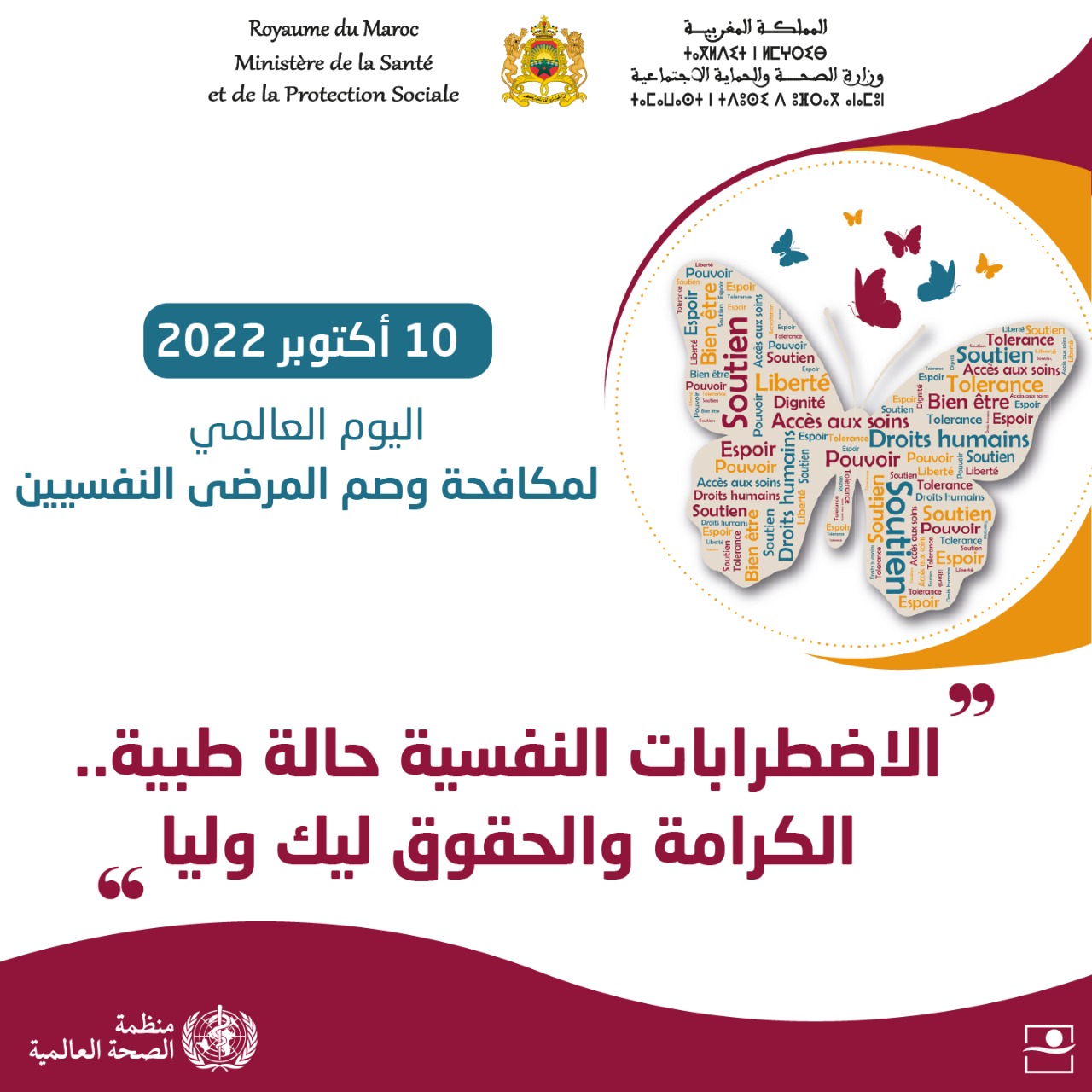 المديرية الجهوية للصحة و الحماية الاجتماعية تنخرط في الحملة الوطنية لمحاربة الوصم والتمييز للاشخاص الذين يعانون من الاضطرابات النفسية 1 IMG 20221017 WA0043