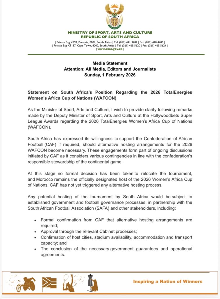 بريتوريا توضح موقفها: لا قرار بشأن استضافة كأس افريقيا للسيدات والمغرب يظل المنظم الرسمي 2 1000446894