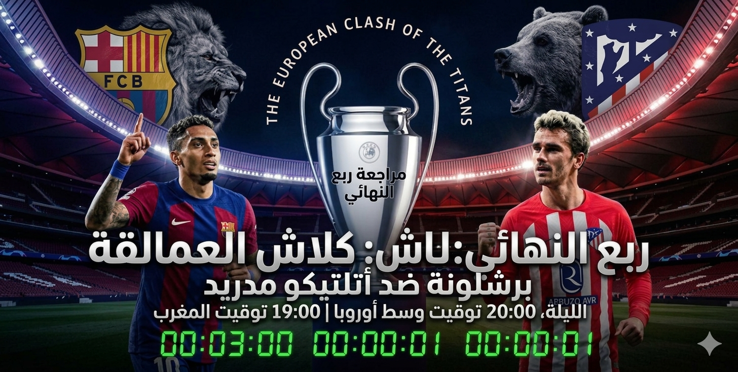 صدام الجبابرة في الـ "تشامبيونزليغ": برشلونة يسعى للتحليق واتلتيكو يُحضّر مفاجأة ليلة الأبطال 1 1775666929828